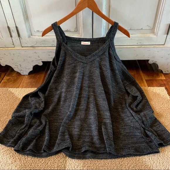 New Grey Cold Shoulder Knit Top Sweater - Picture 3 of 6